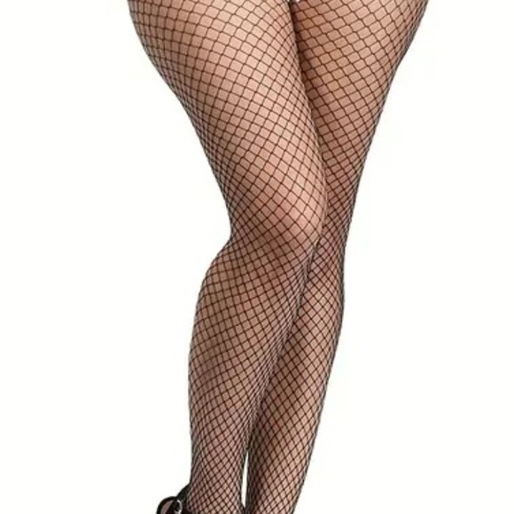BLACK FISHNET HOISERY - STRETCHY POLYESTER BLEND - Picture 2 of 3